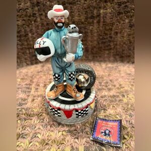 Emmett Kelly Jr. Music Box Statue-“With A Little Bit Of Luck”, Race Fan